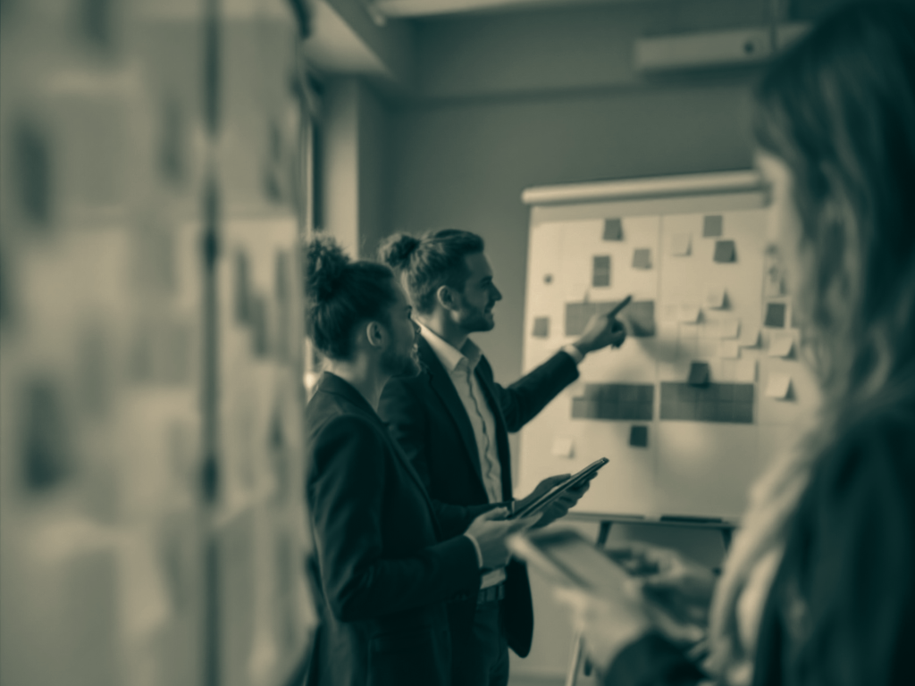 A placement team planning student allocations at a wall planner