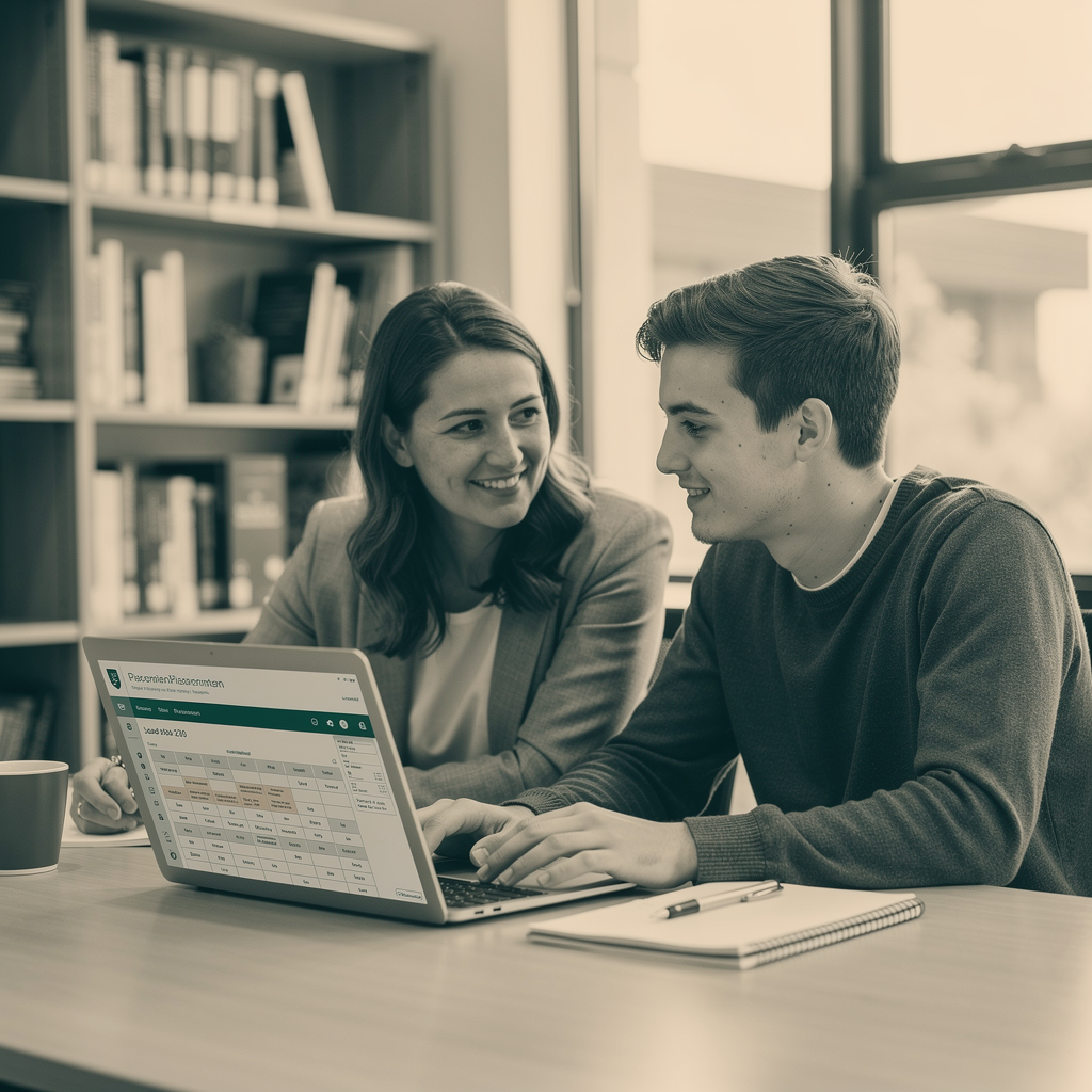A placement coordinator working across programs at her desk